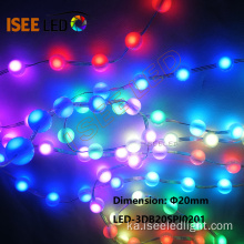 20 მმ დიამეტრის ინდივიდუალური კონტროლირებადი LED ბურთის სიმებიანი შუქი